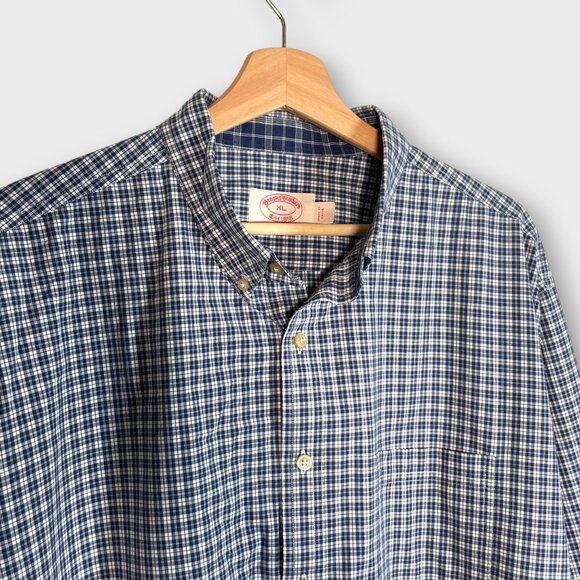 Brooks Brothers All Cotton Button Down Shirt XL Blue Plaid - Picture 3 of 10